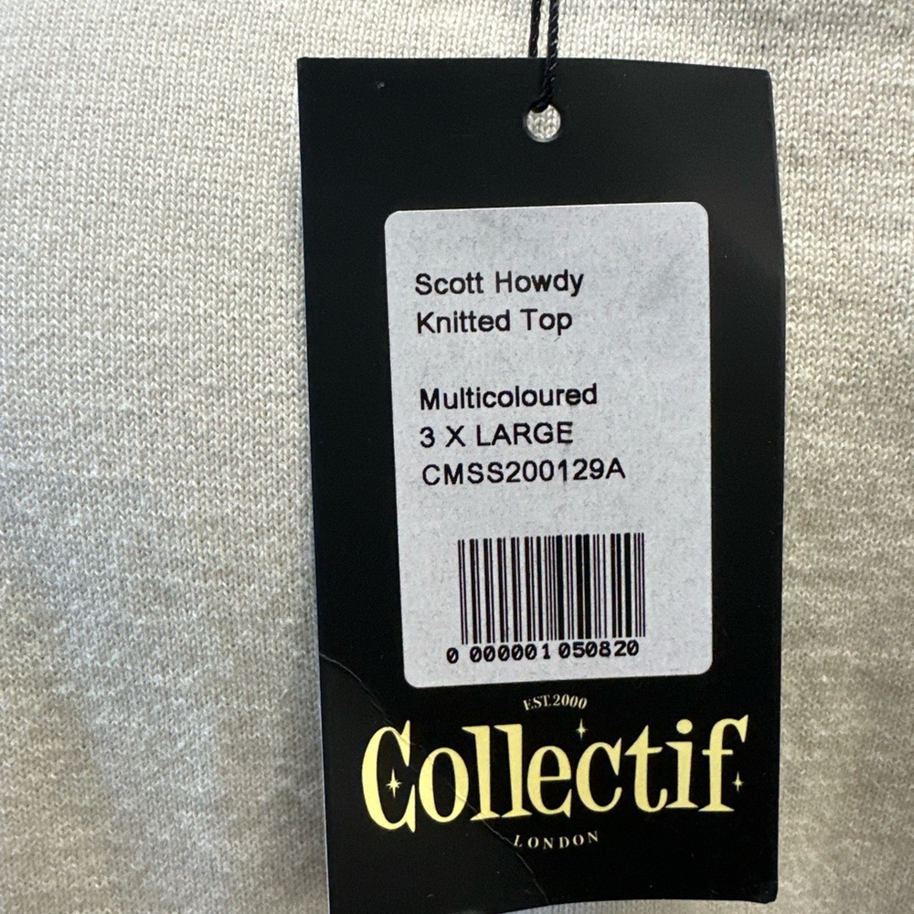 collectif mens Scott Howdy Cable Knitted Top 3XL Fits Like 2xl VTG Style - Picture 3 of 4